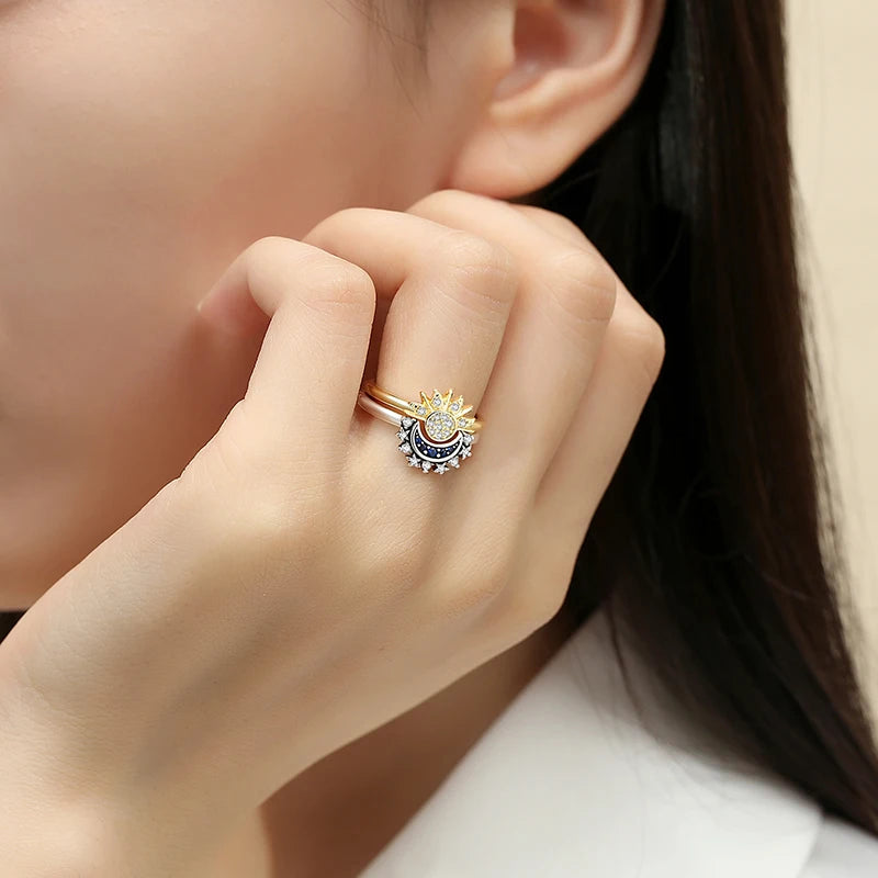 925 Sterling Silver Rings For Women Original Crown Love Heart Wishbone Engagement Wedding Rose Gold Crystal Ring Luxury Jewelry