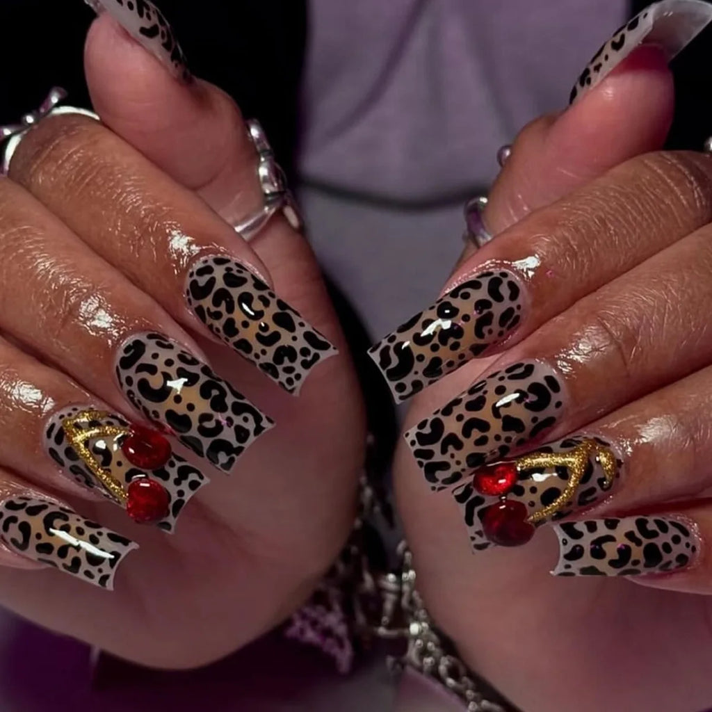 24Pcs Long Ballerina False Nails Press on Nails Serpentine Flower with Rhinestones French Fake Nails Wearable White Nail Tips