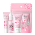 3pcs/set LAIKOU Skin Care Set Vitamin C Sakura Snail Essence Serum & Eye Cream & Face Cream Moisturizer Travel Size Skincare Set