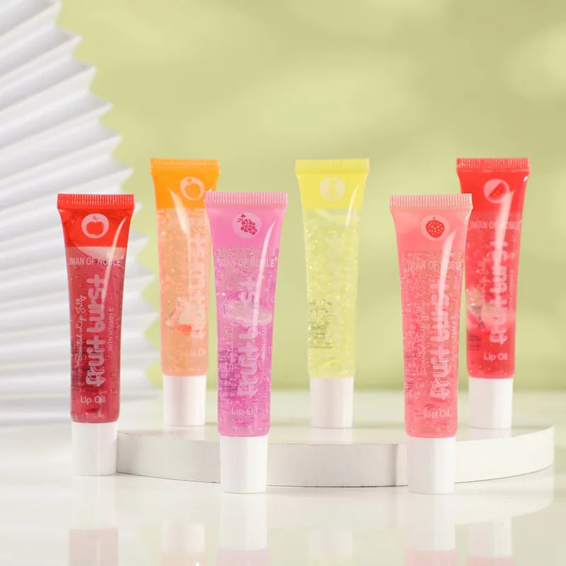 6Pcs Fruity Flavor Watery Glossy Lip Gloss Set Clear Lip Gel Hydrating Moisturizing Lip Gloss Women Lips Makeup Wholesale