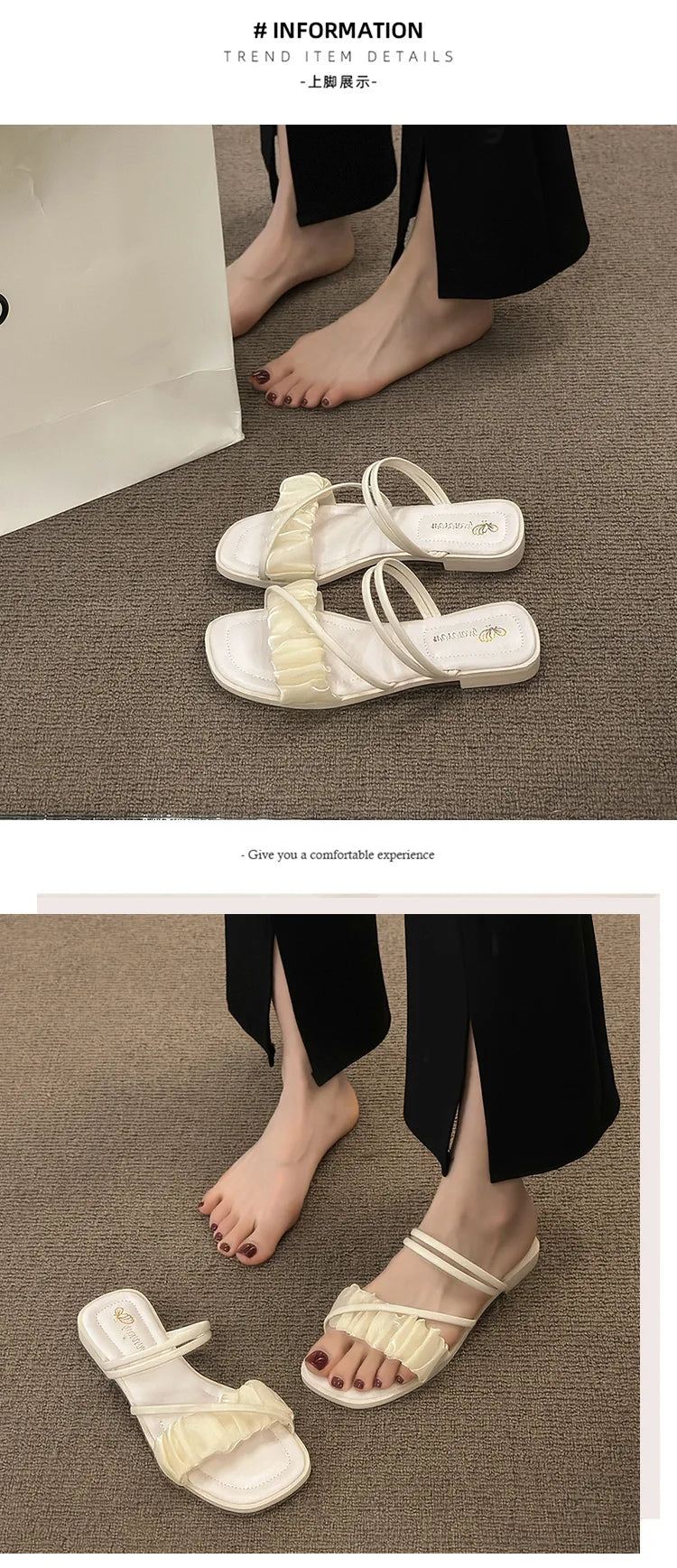 2023 Fashion Woman Sandals Women Sandals Ladies Square Heels Elegant Summer Slippers Outside Cross Tied Leather Female Slides