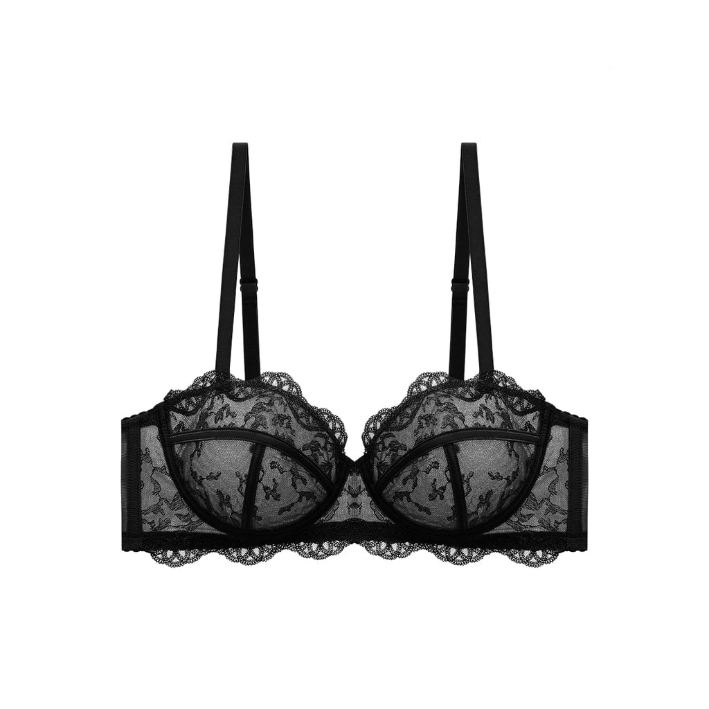 Bra of Women French Luxury Big Chest Appears Small Single Layer Ultra-thin Comfortable Gathering Sexy Lace Bra OWD6141