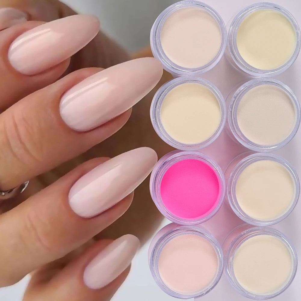 6Colors Nude/Pink Nail Art Acrylic Powder Net.7g*6Jars For French Nails Extension 3D Tips Carving Dipping Fast-Dry Polymer Dust