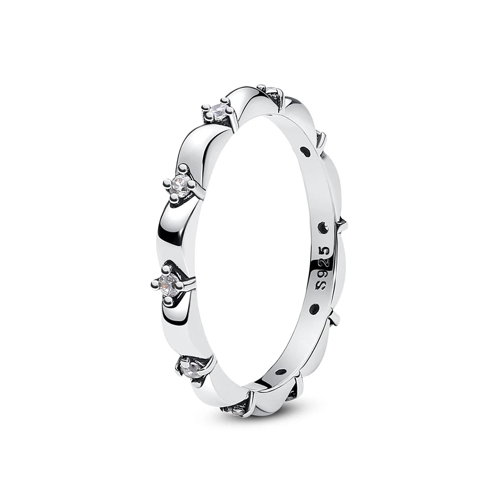 925 Sterling Silver Rings For Women Original Crown Love Heart Wishbone Engagement Wedding Rose Gold Crystal Ring Luxury Jewelry