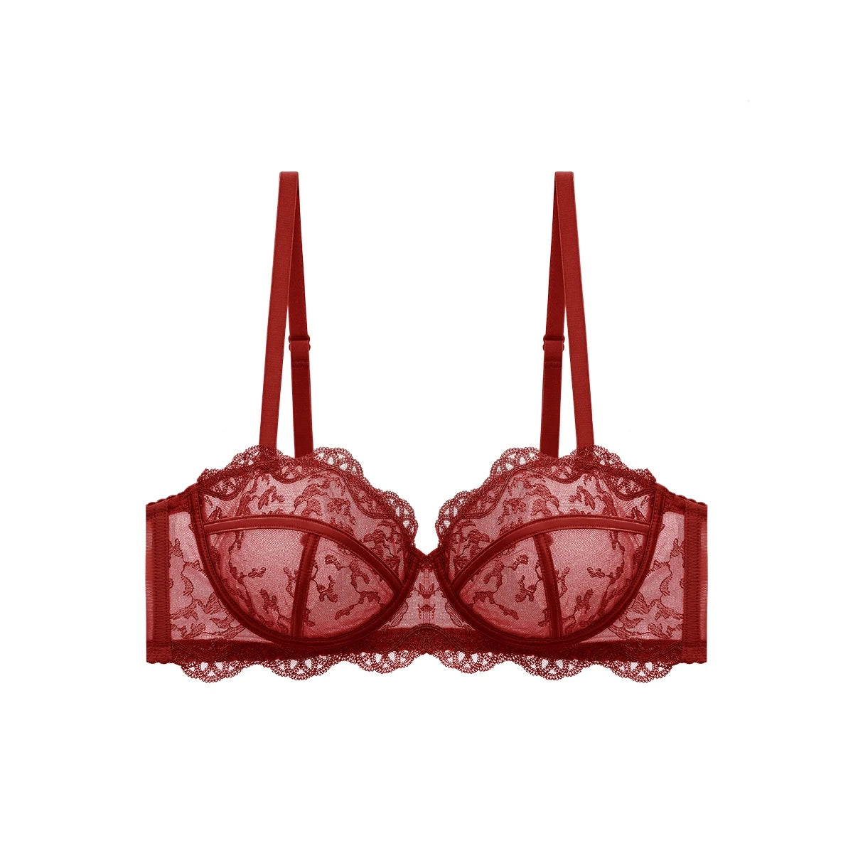 Bra of Women French Luxury Big Chest Appears Small Single Layer Ultra-thin Comfortable Gathering Sexy Lace Bra OWD6141