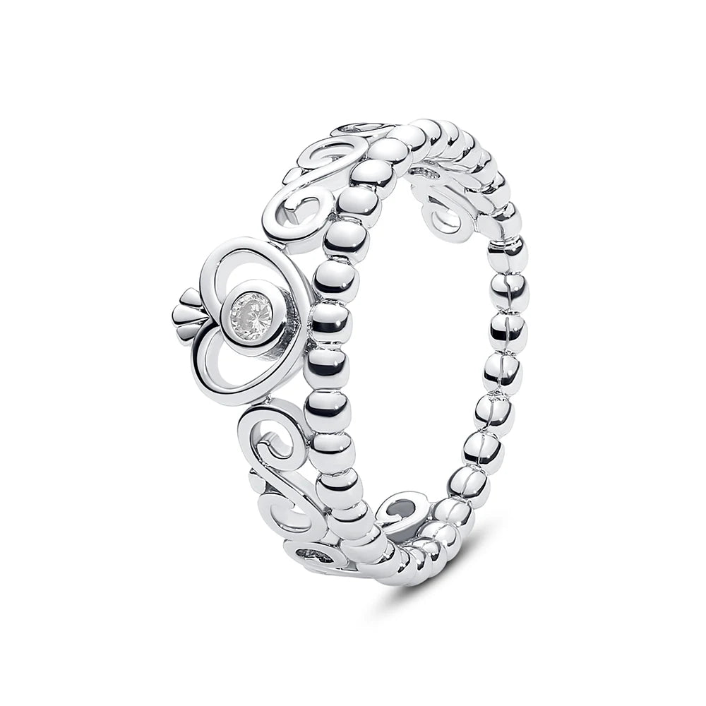 925 Sterling Silver Rings For Women Original Crown Love Heart Wishbone Engagement Wedding Rose Gold Crystal Ring Luxury Jewelry