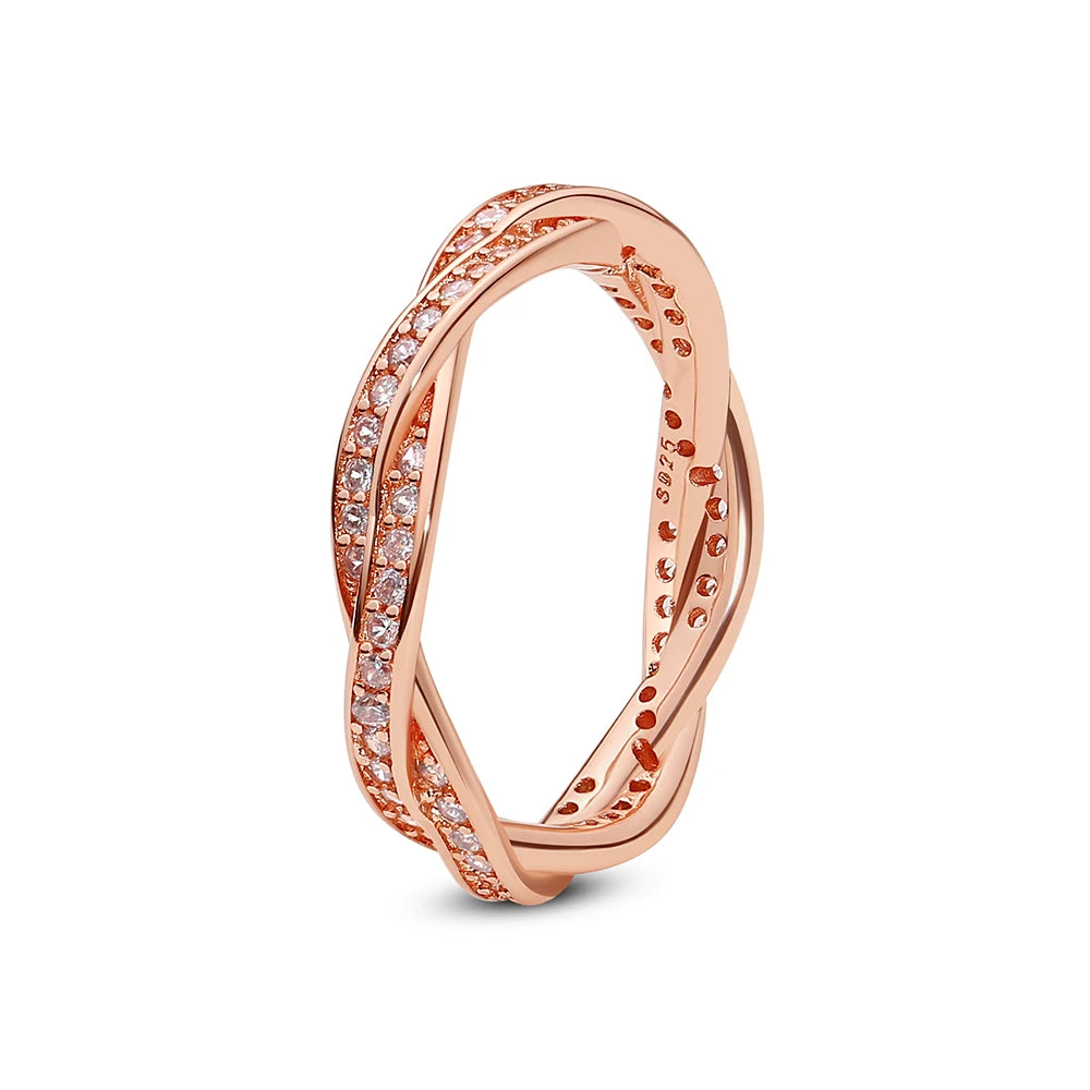 925 Sterling Silver Rings For Women Original Crown Love Heart Wishbone Engagement Wedding Rose Gold Crystal Ring Luxury Jewelry