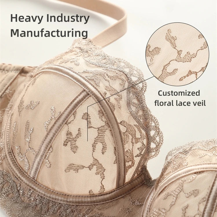 Bra of Women French Luxury Big Chest Appears Small Single Layer Ultra-thin Comfortable Gathering Sexy Lace Bra OWD6141