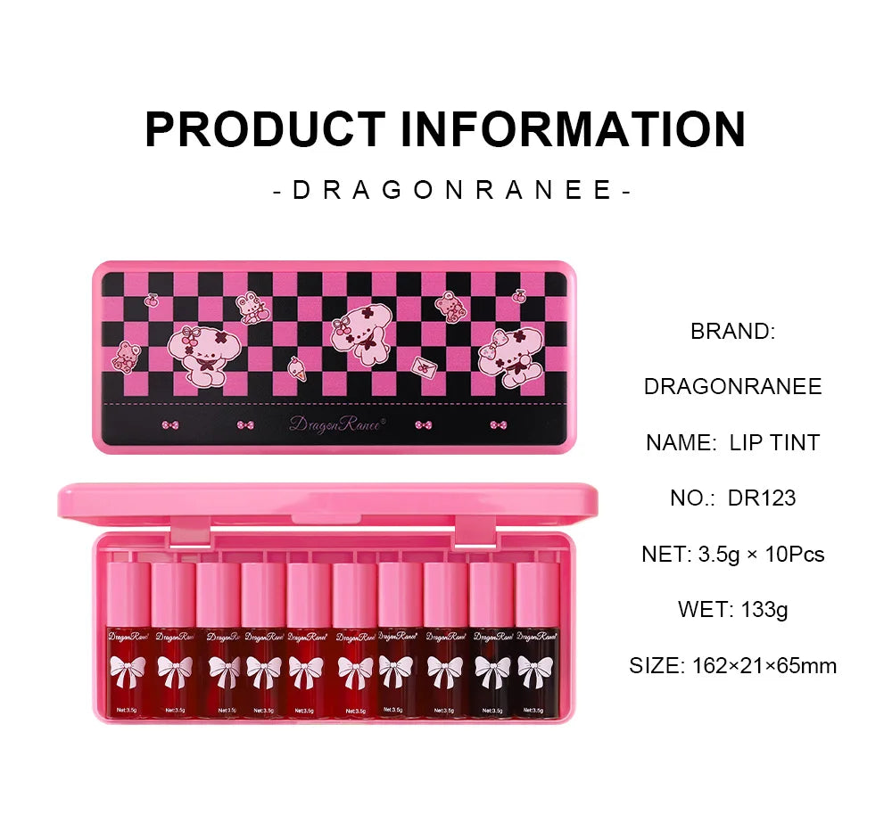 10 pack lip gloss set, easy to color and non fading, moisturizing lip gloss, waterproof and moisturizing lipstick water