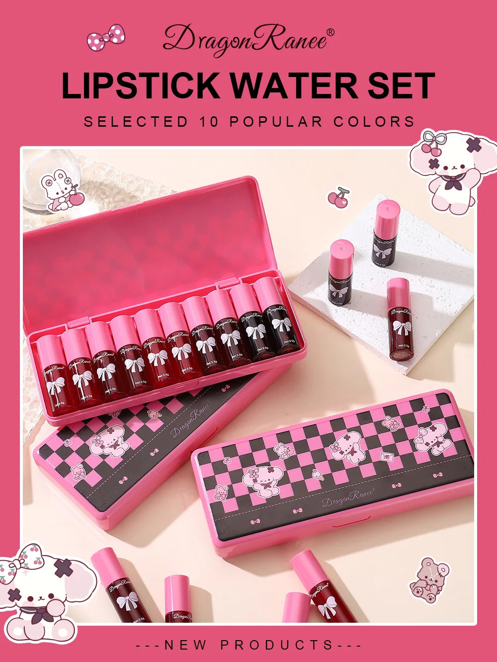 10 pack lip gloss set, easy to color and non fading, moisturizing lip gloss, waterproof and moisturizing lipstick water