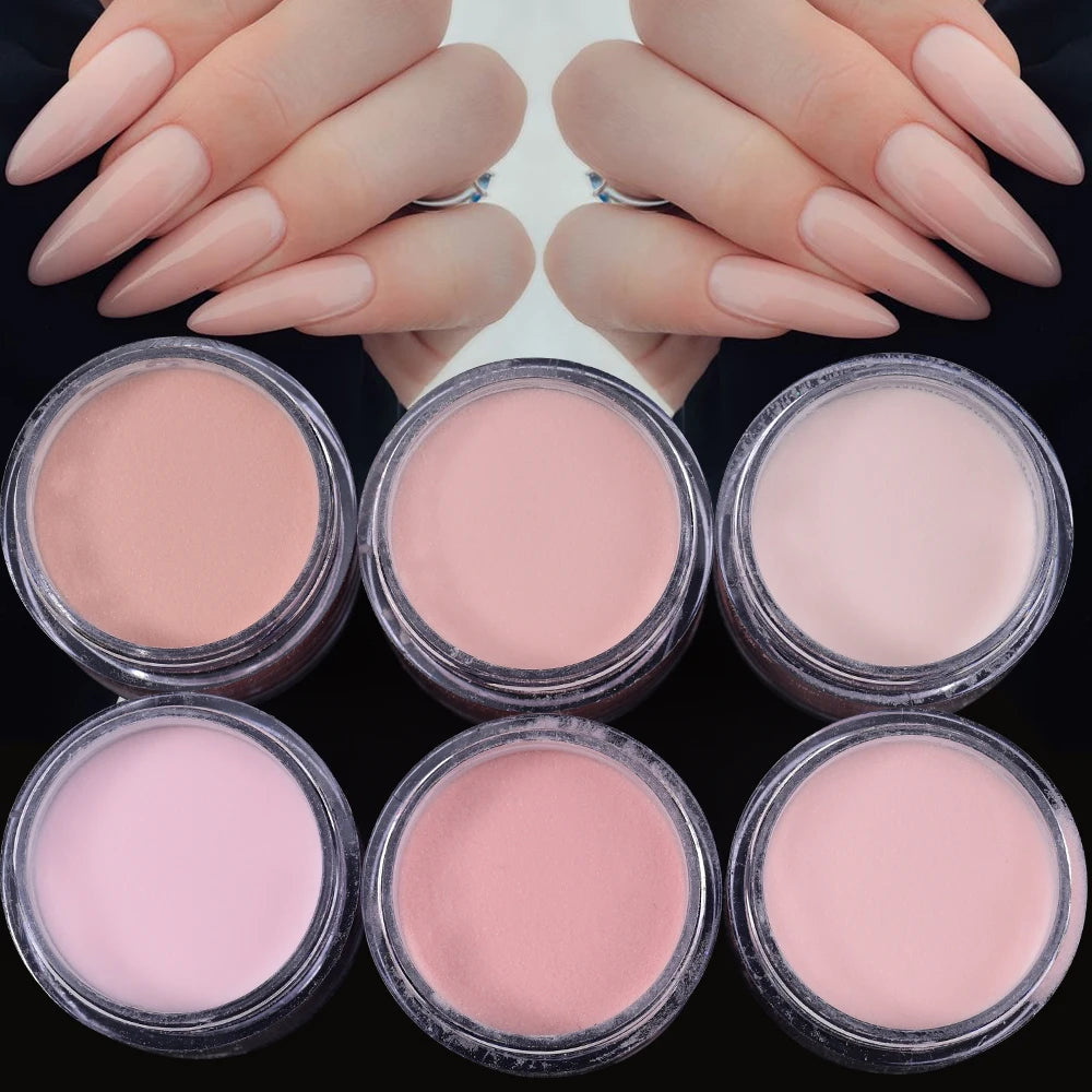 6Colors Nude/Pink Nail Art Acrylic Powder Net.7g*6Jars For French Nails Extension 3D Tips Carving Dipping Fast-Dry Polymer Dust